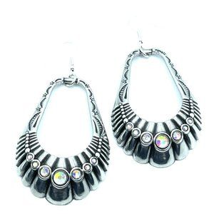 Brighton Del Rio Mermaid Style Etched Large Ovals Silver Earrings 3”